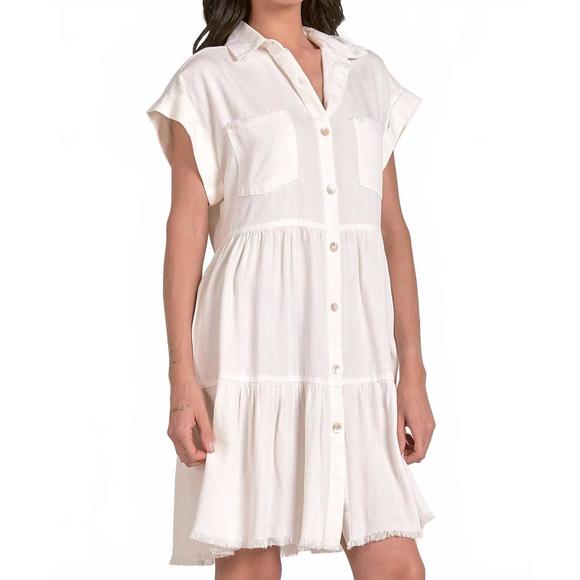 NEW ELAN tiered mini dress in white - Picture 3 of 4